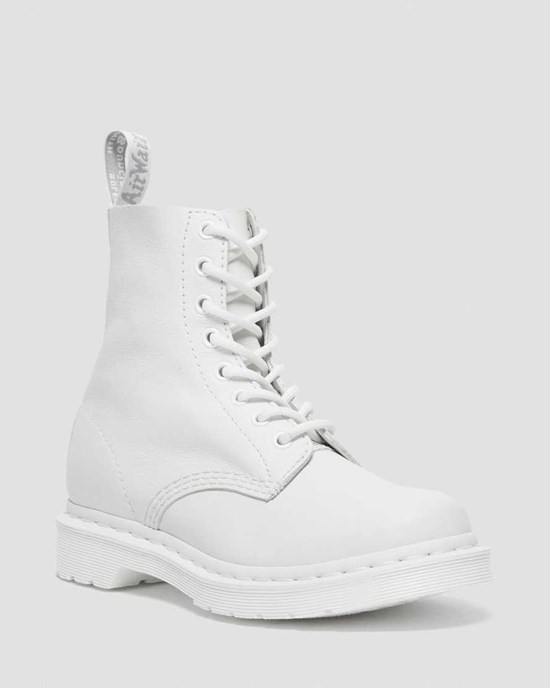 Women's Dr Martens 1460 Pascal Mono Ankle Boots White Virginia | 497UTCEAG