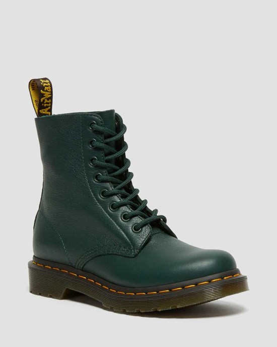 Women's Dr Martens 1460 Pascal Virginia Leather Ankle Boots Green Virginia | 109JIEZQO