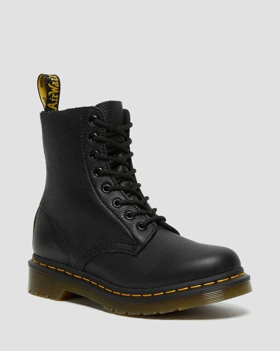 Women's Dr Martens 1460 Pascal Virginia Leather Ankle Boots Black Virginia | 186TEZGOD