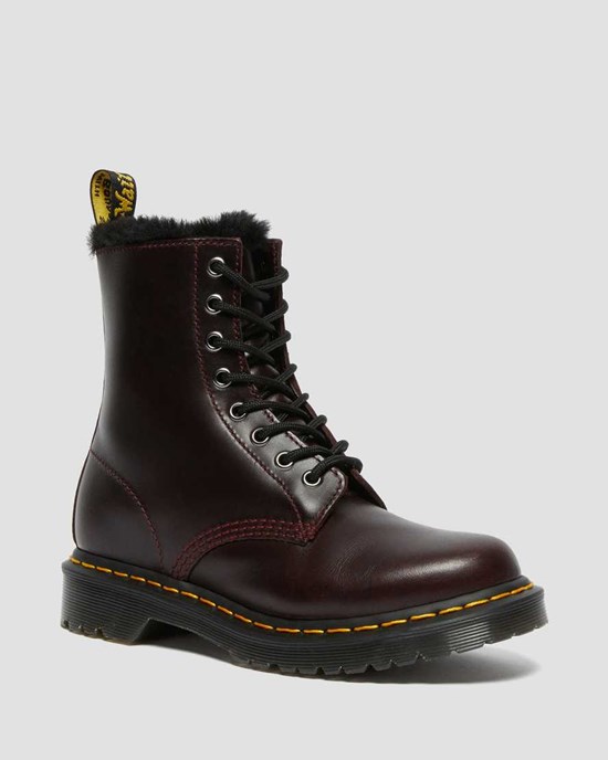 Women's Dr Martens 1460 Serena Faux Fur Lined Ankle Boots Oxblood Atlas | 386NYLZEM