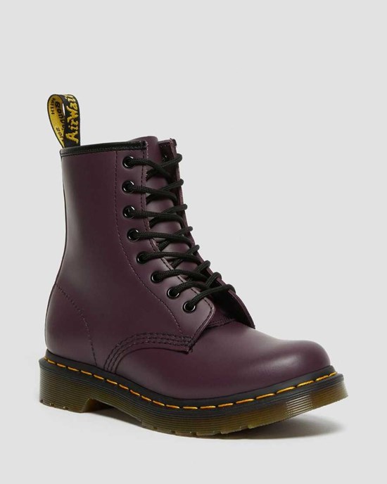 Women's Dr Martens 1460 Smooth Leather Lace Up Boots Purple Smooth Leather | 026EYNDRZ