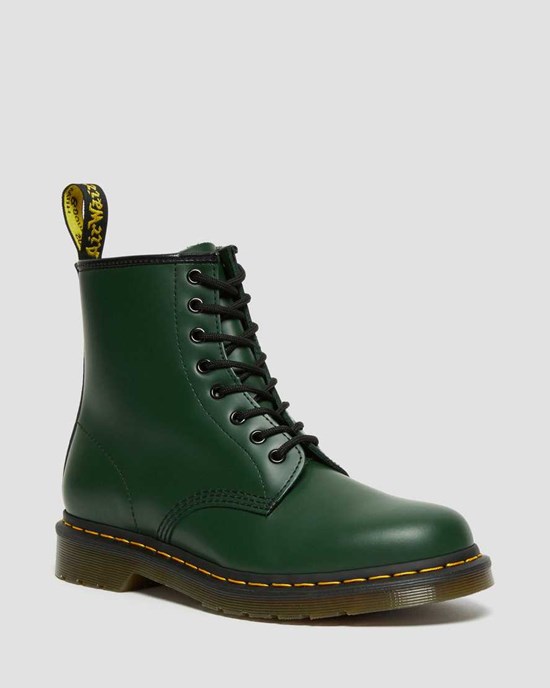 Women's Dr Martens 1460 Smooth Leather Lace Up Boots Green Smooth Leather | 392LAYIWZ