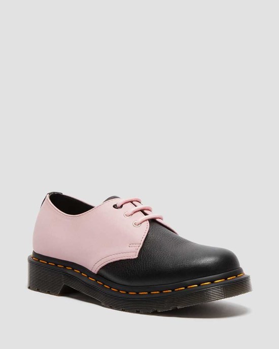 Women's Dr Martens 1461 Contrast Virginia Leather Oxford Shoes Black | 036YEAZTP