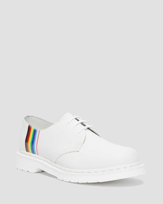 Women's Dr Martens 1461 For Pride Smooth Leather Oxford Shoes White Smooth Leather | 190FTRICB