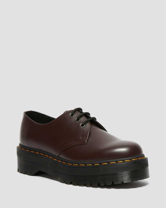 Women's Dr Martens 1461 Smooth Leather Platform Shoes Burgundy Smooth Leather | 603JHVZKT