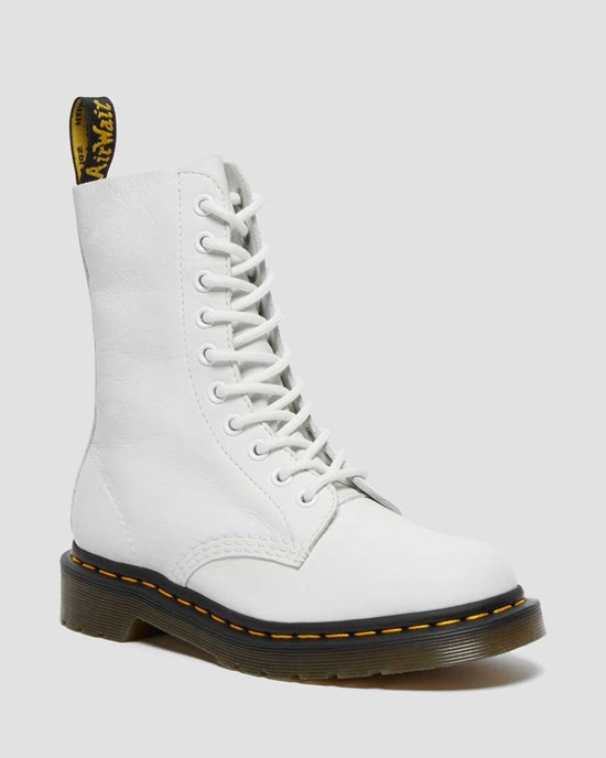 Women's Dr Martens 1490 Virginia Leather Lace Up Boots White Virginia | 657ZLKAPY