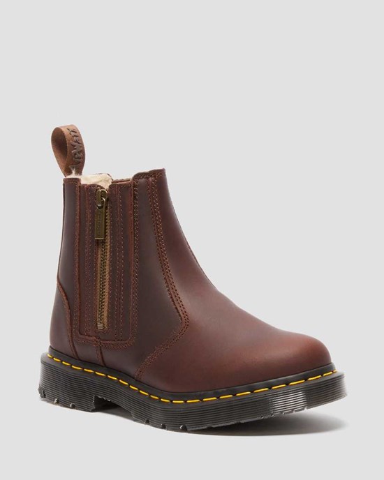 Women's Dr Martens 2976 DM's Wintergrip Zip Chelsea Boots Brown Snowplow | 237YNZLMX