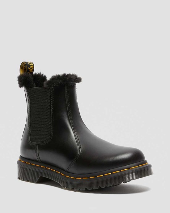 Women's Dr Martens 2976 Leonore Faux Fur Lined Chelsea Boots Dark Grey Atlas | 284BLNMGP