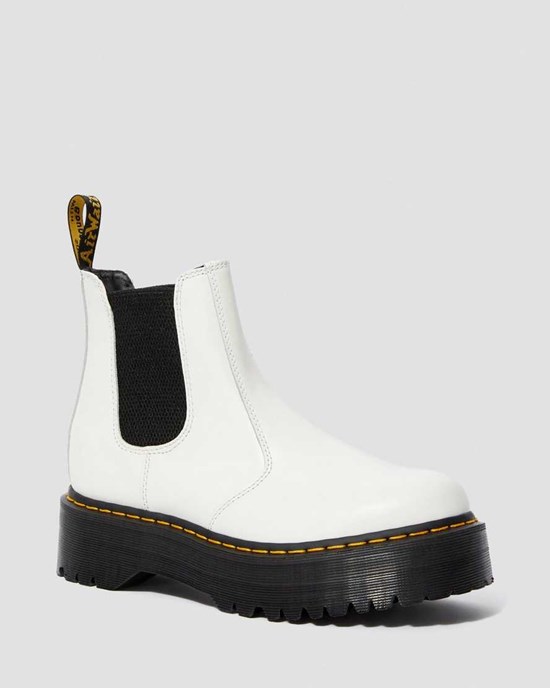 Women's Dr Martens 2976 Smooth Leather Platform Ankle Boots White Smooth Leather | 619GHBDMI