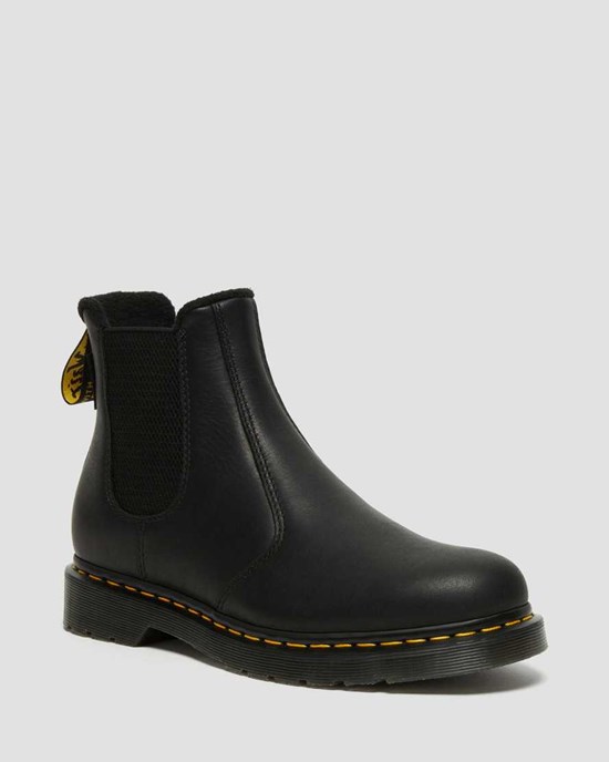 Women's Dr Martens 2976 Warmwair Leather Chelsea Boots Black Valor Wp | 406SWZFLI