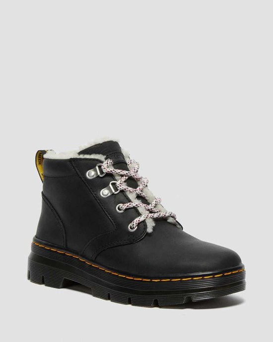 Women's Dr Martens Bonny Faux Shearling Lined Lace Up Boots Black Wyoming | 386VSNHJC