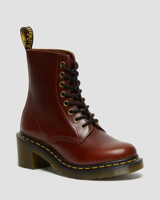 Women's Dr Martens Clemency Leather Ankle Boots Brown Abruzzo Wp | 806REDQKL