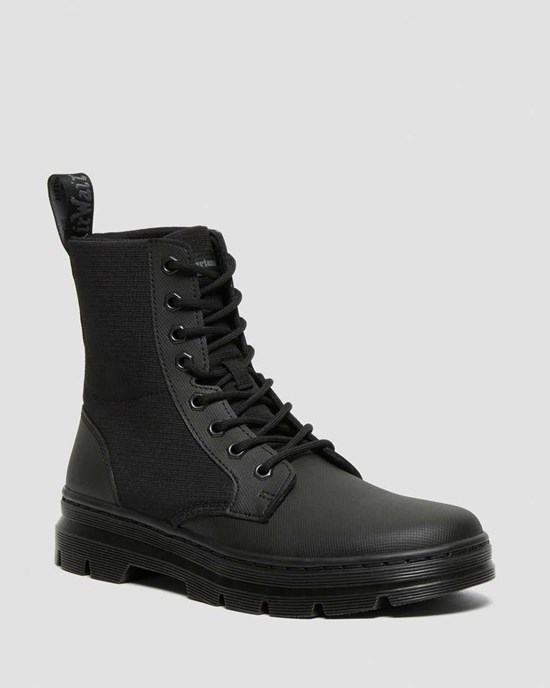 Women's Dr Martens Combs II Poly Lace Up Boots Black-black Element-poly Rip Stop | 852XEPBKH