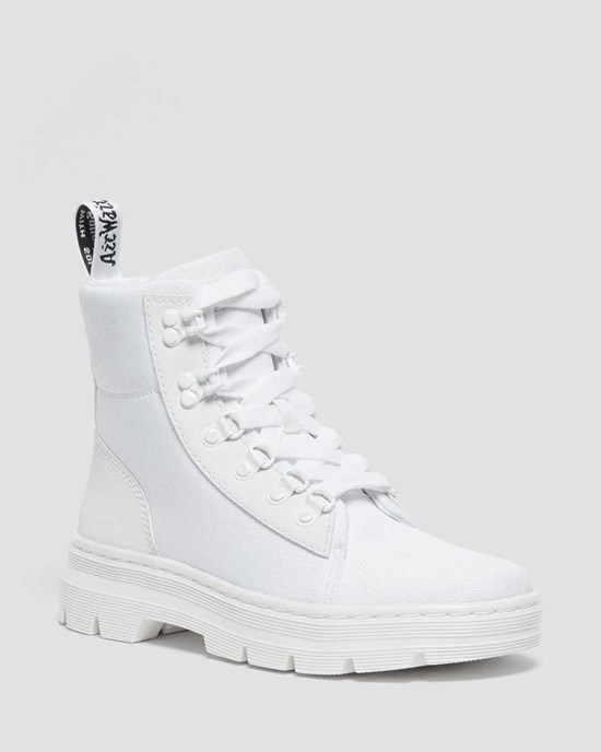 Women's Dr Martens Combs Poly Ankle Boots White Ajax | 630RHUKJT