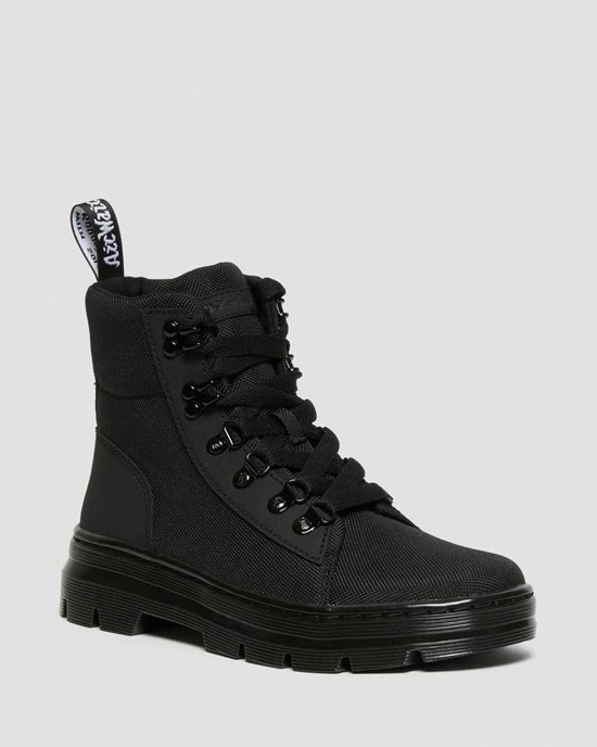 Women's Dr Martens Combs Poly Lace Up Boots Black Ajax | 472WUKIEB