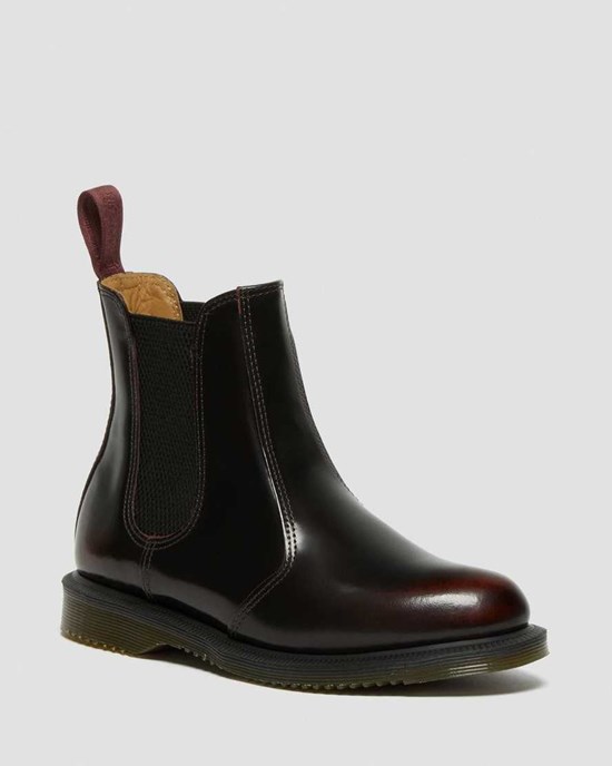 Women's Dr Martens Flora Arcadia Leather Chelsea Boots Cherry Red Arcadia Leather | 358AVEXUO