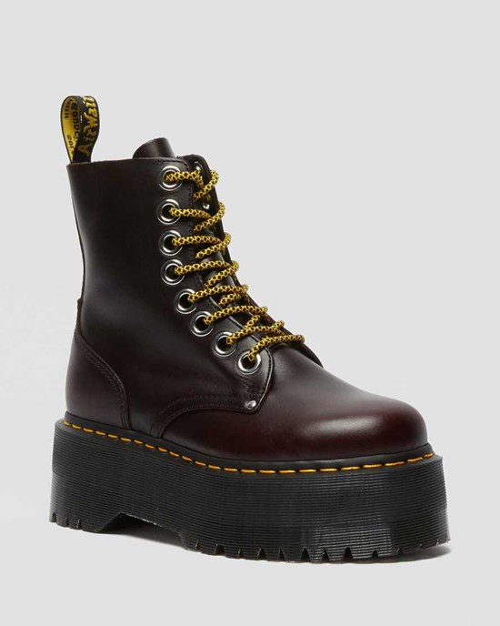 Women's Dr Martens Jadon Max Leather Ankle Boots Oxblood Atlas | 412YTHFZM