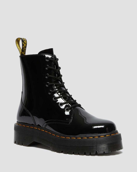 Women's Dr Martens Jadon Patent Leather Zip Up Boots Black Patent Lamper | 735DGSENC