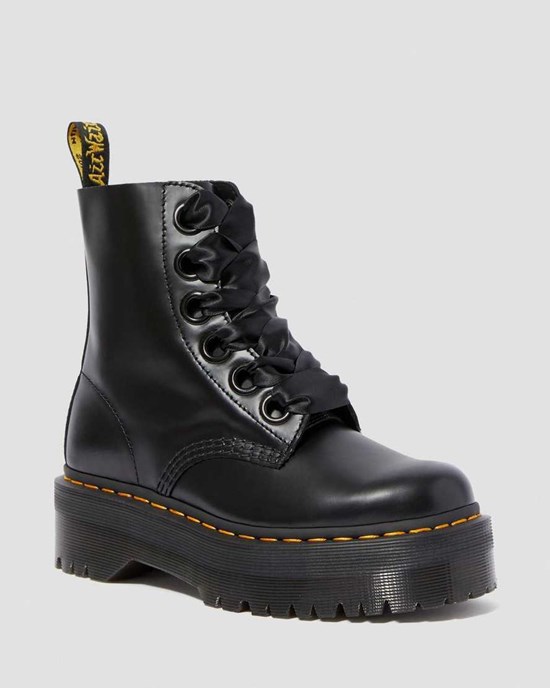 Women's Dr Martens Molly Leather Ankle Boots Black Buttero Leather | 741BWCJZT