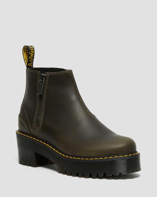 Women's Dr Martens Rometty Leather Zip Up Boots Brown Orleans | 437MFDVZP