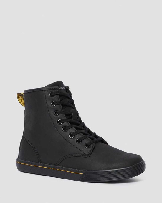 Women's Dr Martens Sheridan Matte Lace Up Boots Black Mohawk Non Woven Synthetic | 397NKIARX