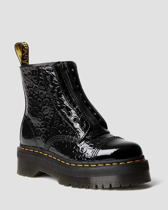 Women's Dr Martens Sinclair Leopard Emboss Patent Leather Lace Up Boots Black Patent Lamper Leopard Emboss | 183EUIHCB