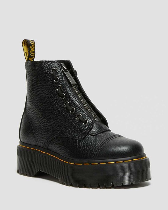 Women's Dr Martens Sinclair Milled Nappa Leather Lace Up Boots Black Milled Nappa Leather | 394ADKVTX