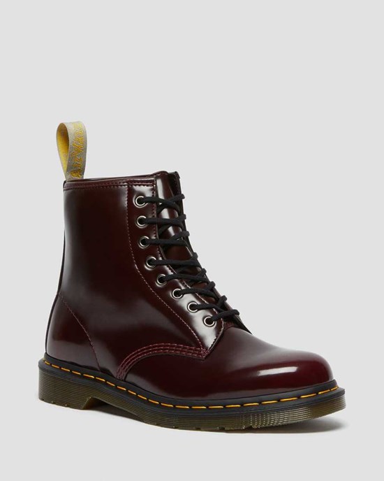 Women's Dr Martens Vegan 1460 Lace Up Boots Cherry Red Oxford Rub Off | 172ZVDSTN
