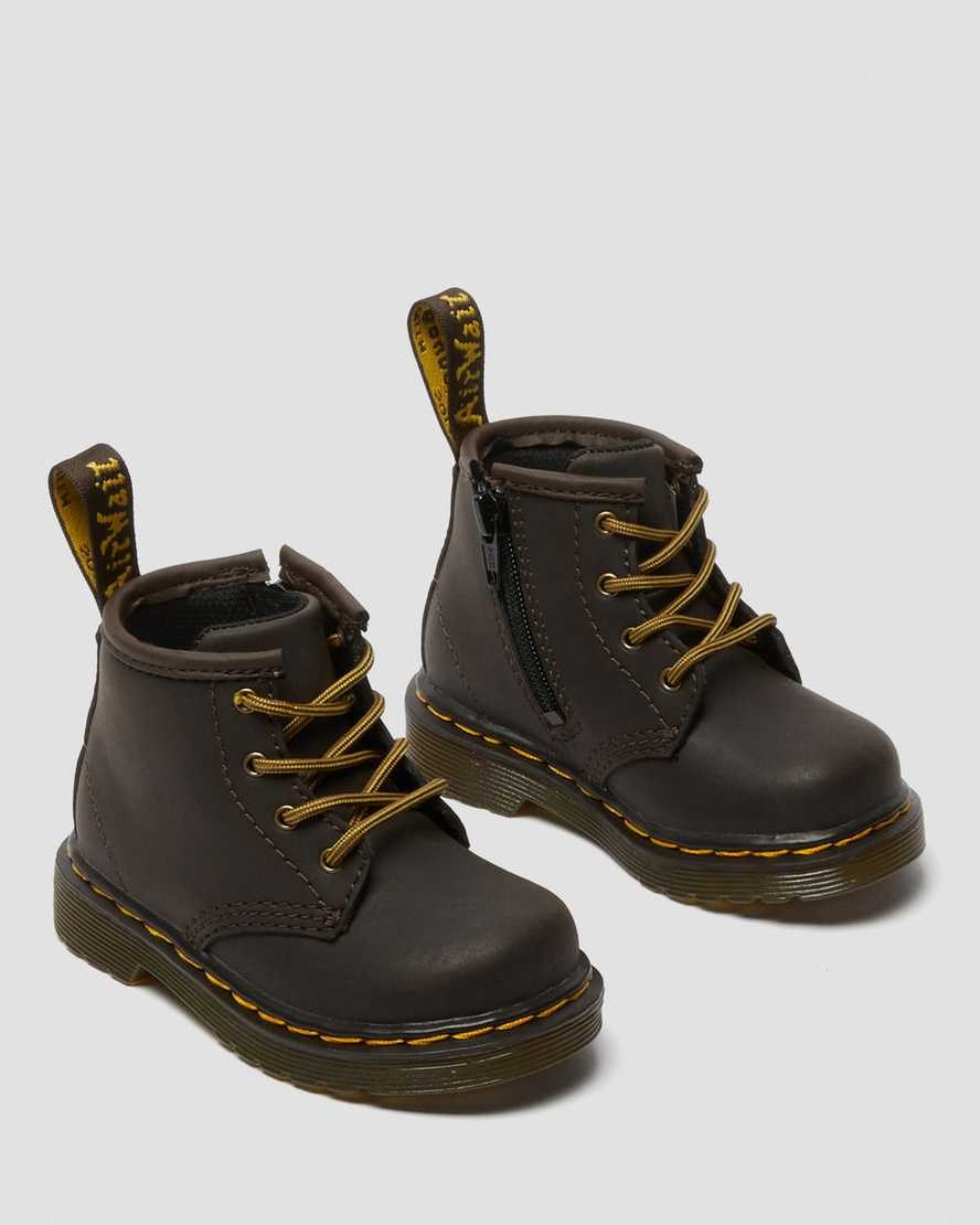 Kids' Dr Martens Infant 1460 Wildhorse Leather Lace Up Boots Dark Brown Wildhorse Lamper | 526ZHAMWV