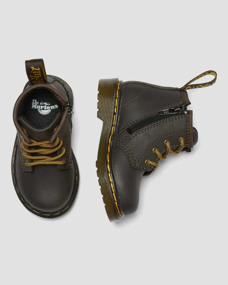 Kids' Dr Martens Infant 1460 Wildhorse Leather Lace Up Boots Dark Brown Wildhorse Lamper | 526ZHAMWV