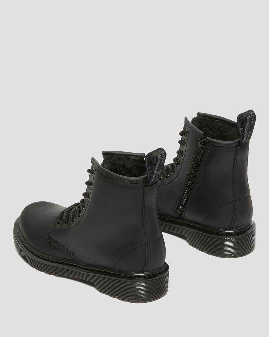 Kids' Dr Martens Junior 1460 Faux Fur Lined Booties Black Republic Wp | 916AZRQWY