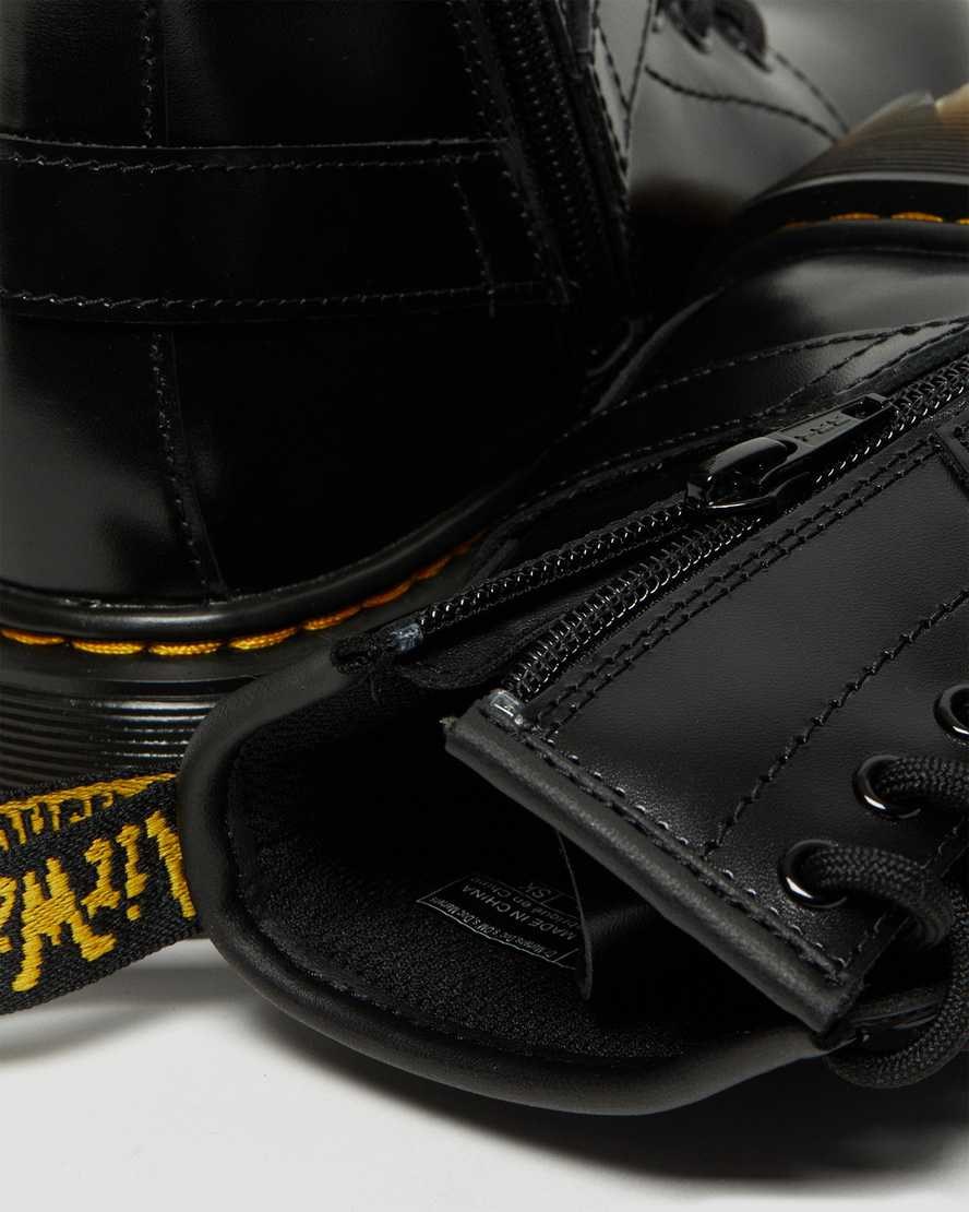 Kids' Dr Martens Junior 1460 Harness Leather Booties Black Lissome | 079LZMQCO