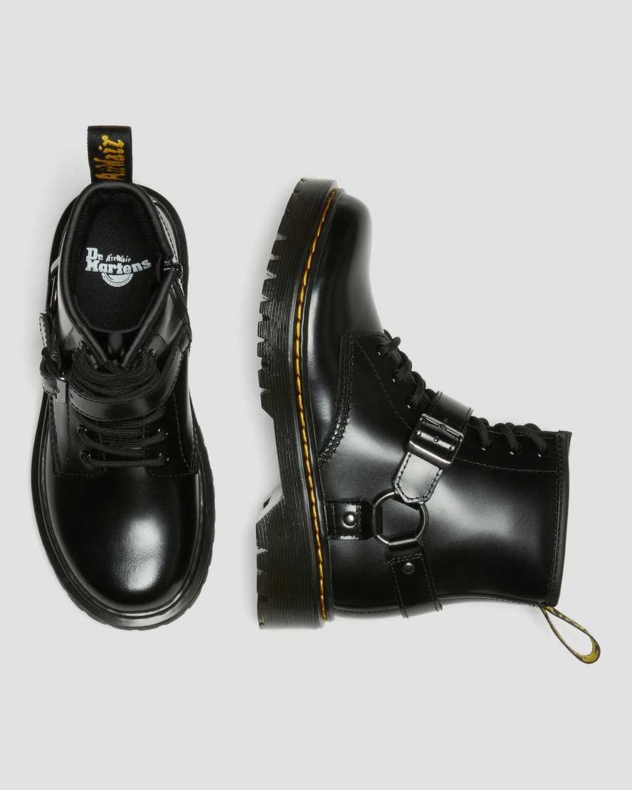 Kids' Dr Martens Junior 1460 Harness Leather Booties Black Lissome | 079LZMQCO