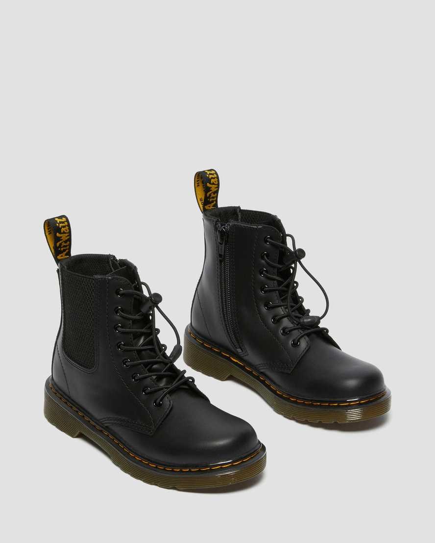 Kids' Dr Martens Junior 1460 Harper Leather Booties Black Romario | 364BJUSLN