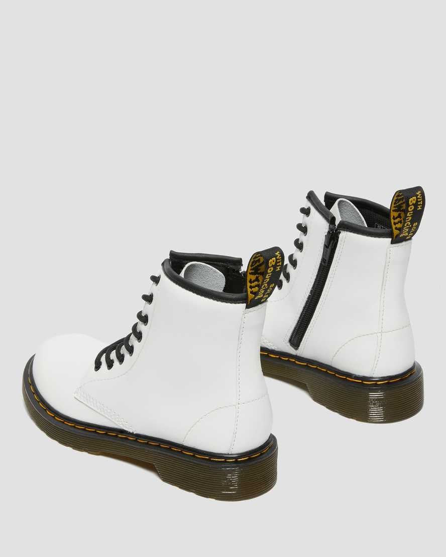 Kids' Dr Martens Junior 1460 Leather Lace Up Boots White Romario | 506UNAWML