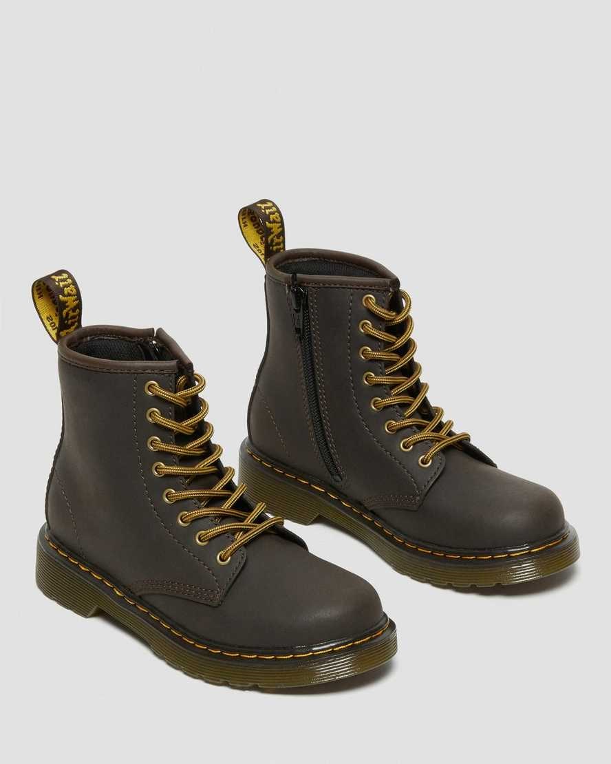 Kids' Dr Martens Junior 1460 Wildhorse Leather Lace Up Boots Dark Brown Wildhorse Lamper | 462BUMEAG