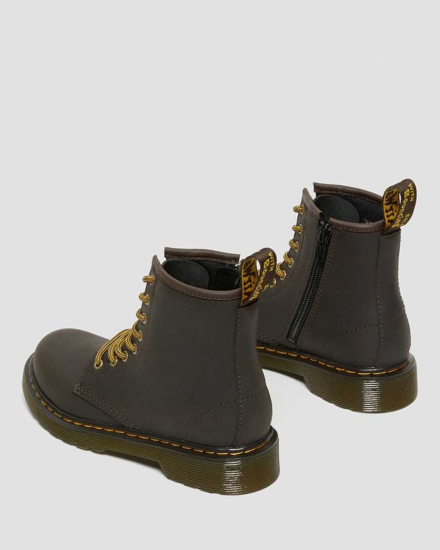 Kids' Dr Martens Junior 1460 Wildhorse Leather Lace Up Boots Dark Brown Wildhorse Lamper | 462BUMEAG