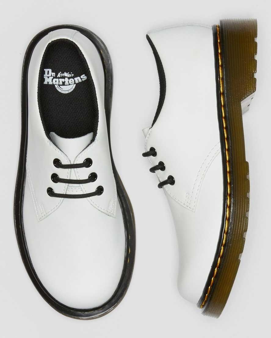 Kids' Dr Martens Junior 1461 Leather Lace Up Shoes White Romario | 817HGBUYM