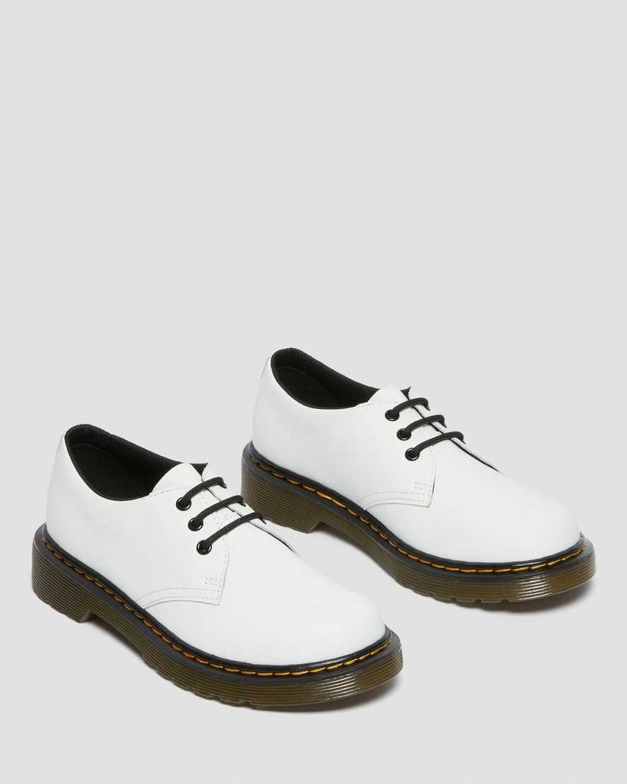 Kids' Dr Martens Junior 1461 Leather Lace Up Shoes White Romario | 817HGBUYM