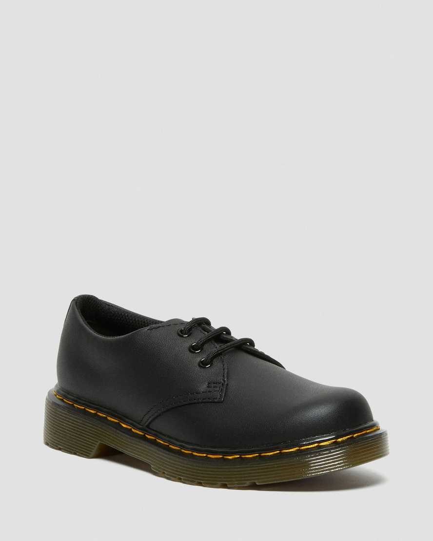 Kids\' Dr Martens Junior 1461 Softy T Leather Oxford Shoes Black Romario | 034PQACDL