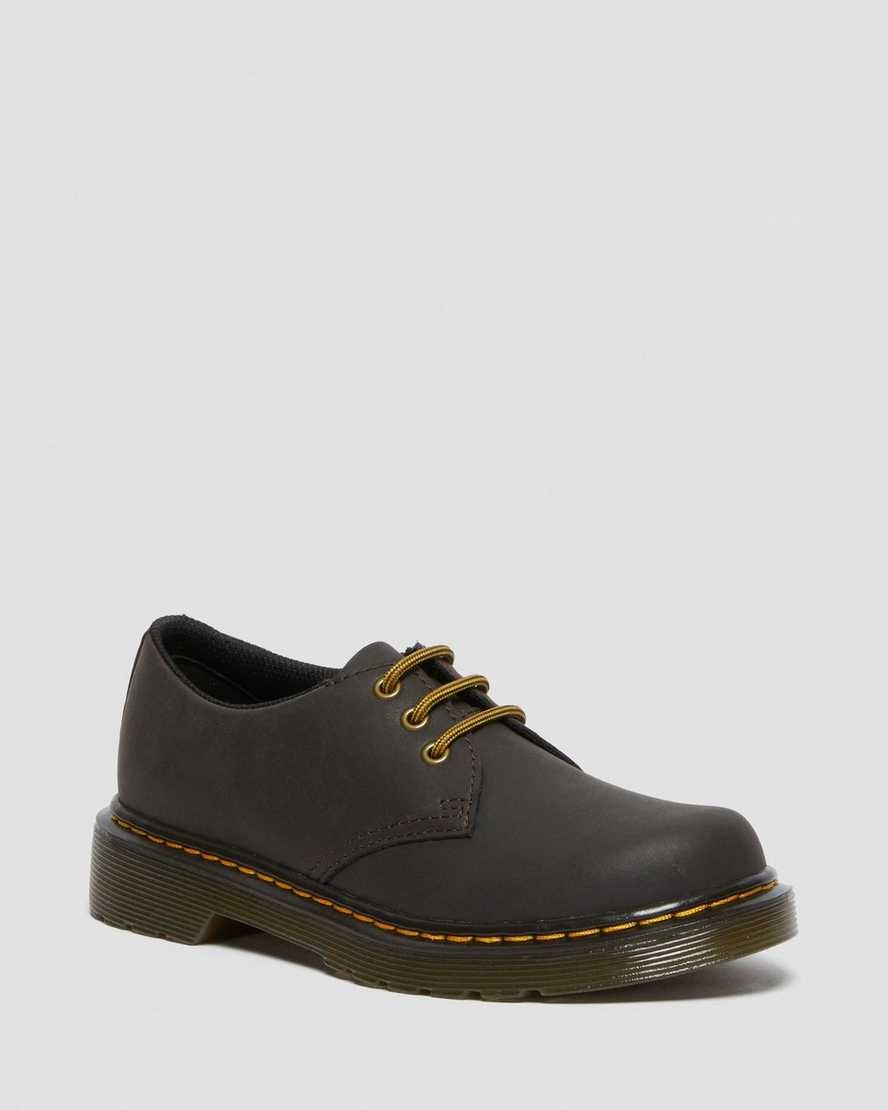 Kids\' Dr Martens Junior 1461 Wildhorse Leather Oxford Shoes Dark Brown Wildhorse Lamper | 381EYUMSW