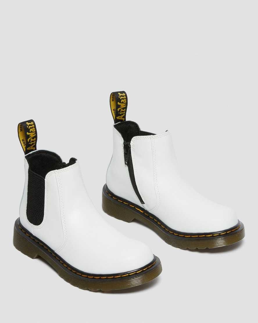 Kids' Dr Martens Junior 2976 Leather Chelsea Boots White Romario | 425TUMSHE