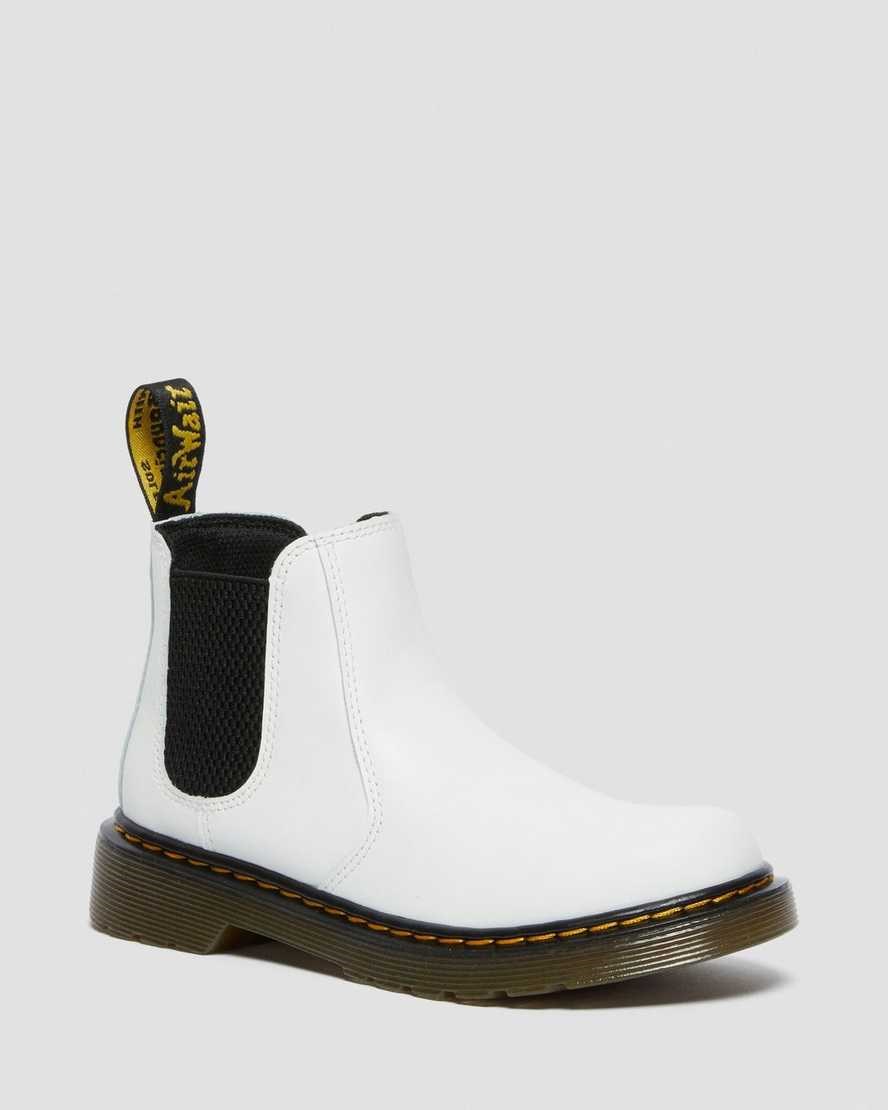 Kids\' Dr Martens Junior 2976 Leather Chelsea Boots White Romario | 425TUMSHE