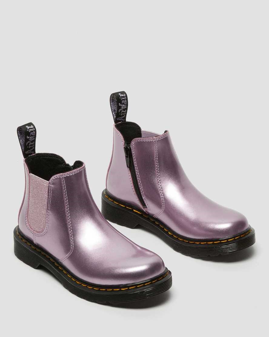 Kids' Dr Martens Junior 2976 Metallic Chelsea Boots Pink Spark | 960ERZUNV