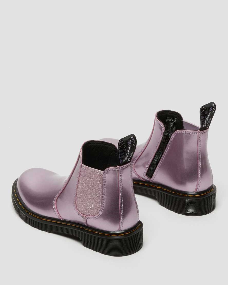 Kids' Dr Martens Junior 2976 Metallic Chelsea Boots Pink Spark | 960ERZUNV