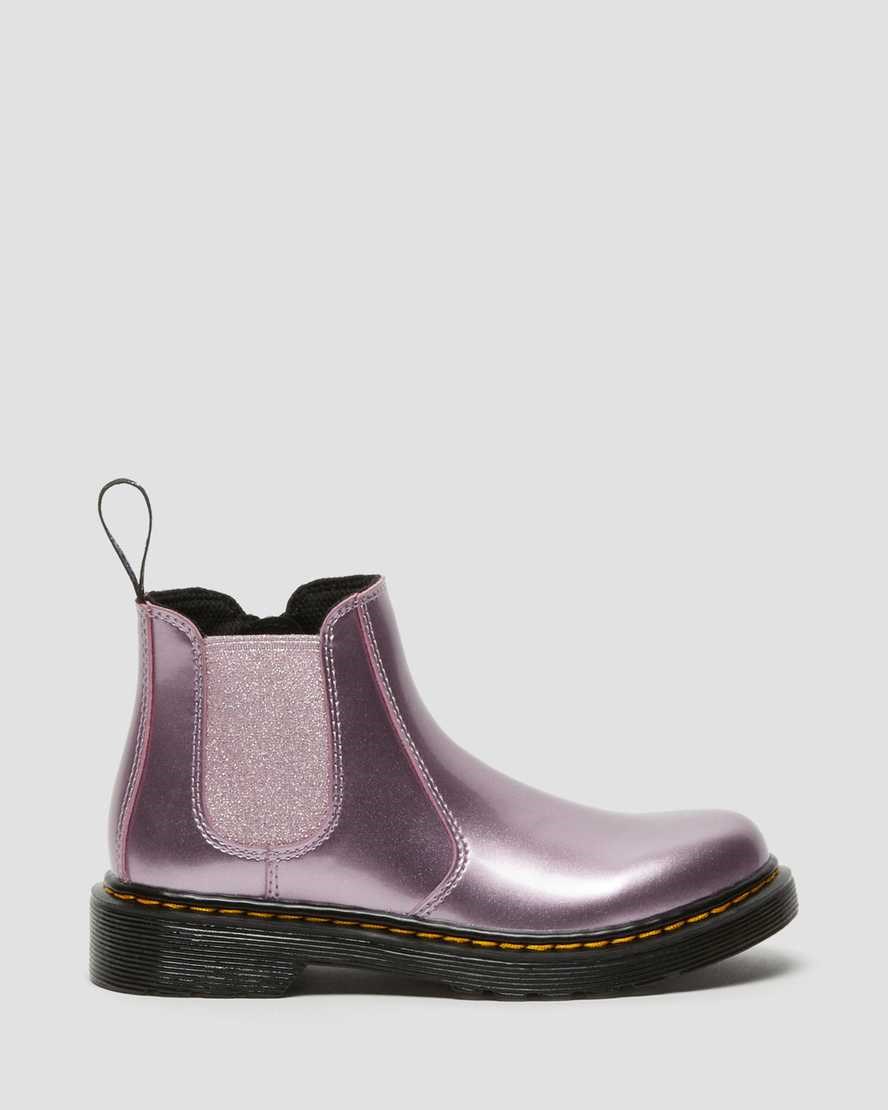 Kids' Dr Martens Junior 2976 Metallic Chelsea Boots Pink Spark | 960ERZUNV