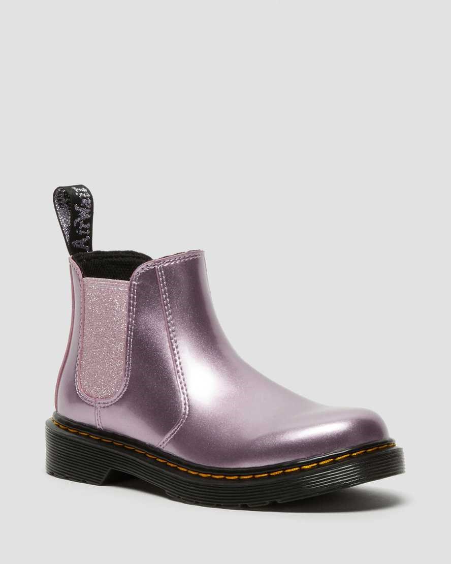 Kids\' Dr Martens Junior 2976 Metallic Chelsea Boots Pink Spark | 960ERZUNV