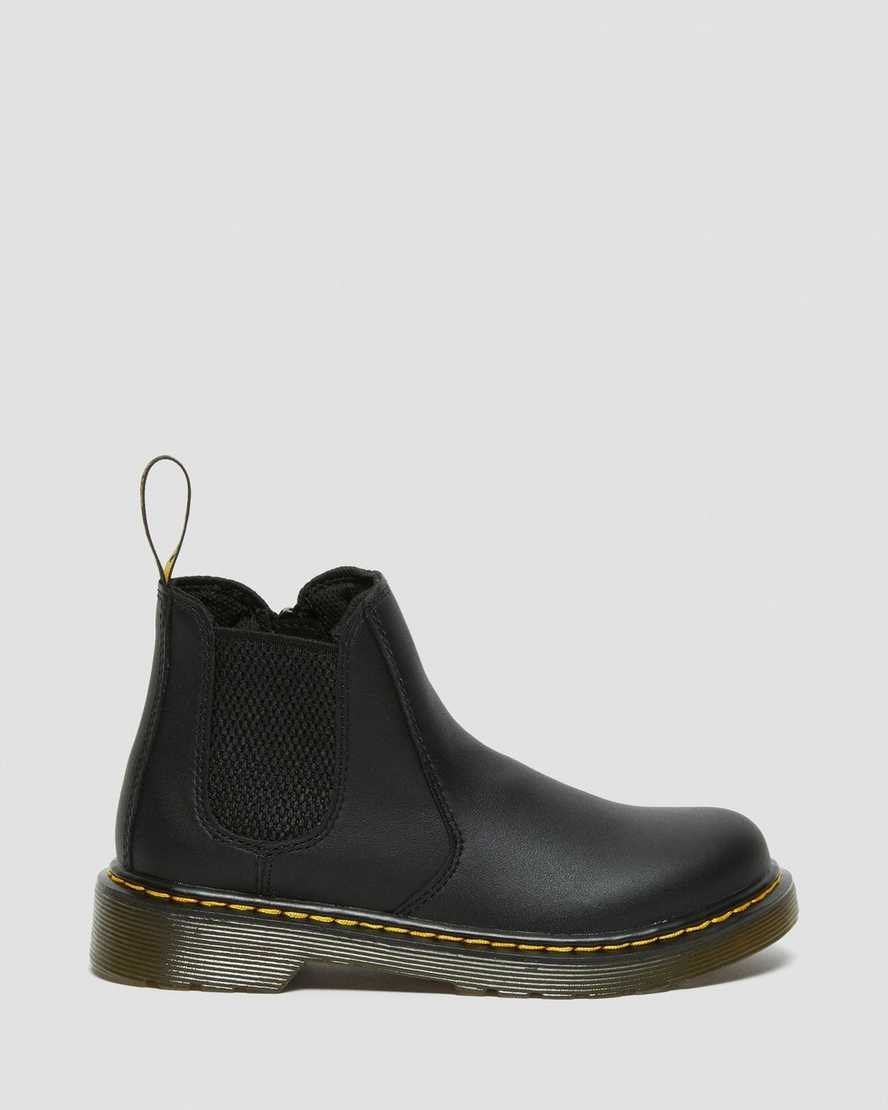 Kids' Dr Martens Junior 2976 Softy T Leather Chelsea Boots Black Softy T | 351WFBNGX