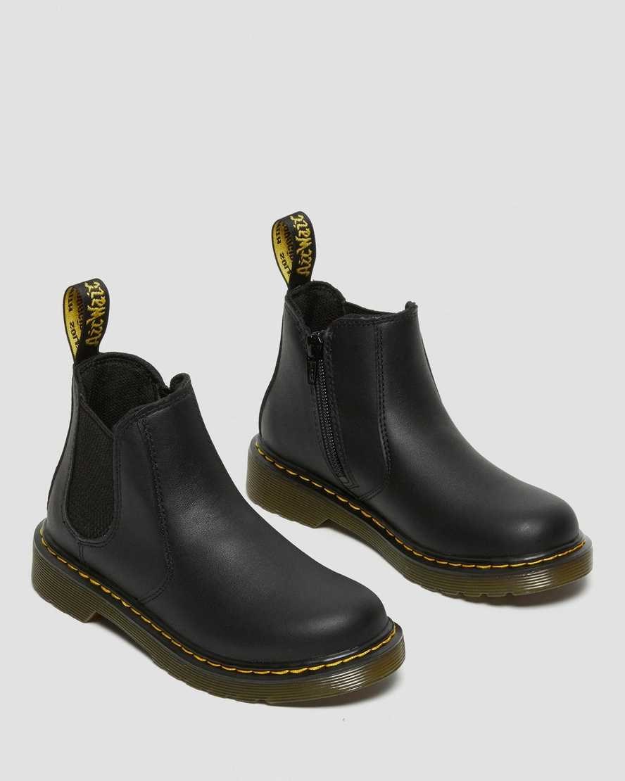 Kids' Dr Martens Junior 2976 Softy T Leather Chelsea Boots Black Softy T | 351WFBNGX