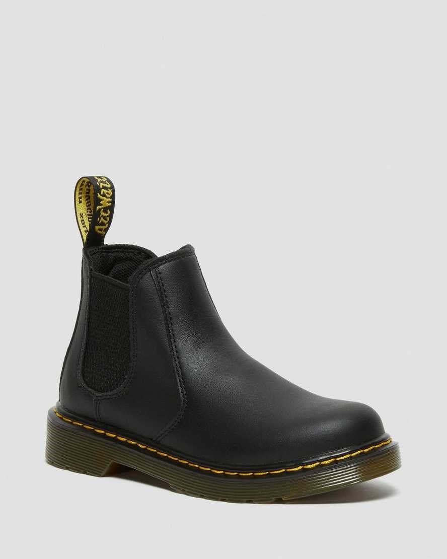 Kids\' Dr Martens Junior 2976 Softy T Leather Chelsea Boots Black Softy T | 351WFBNGX